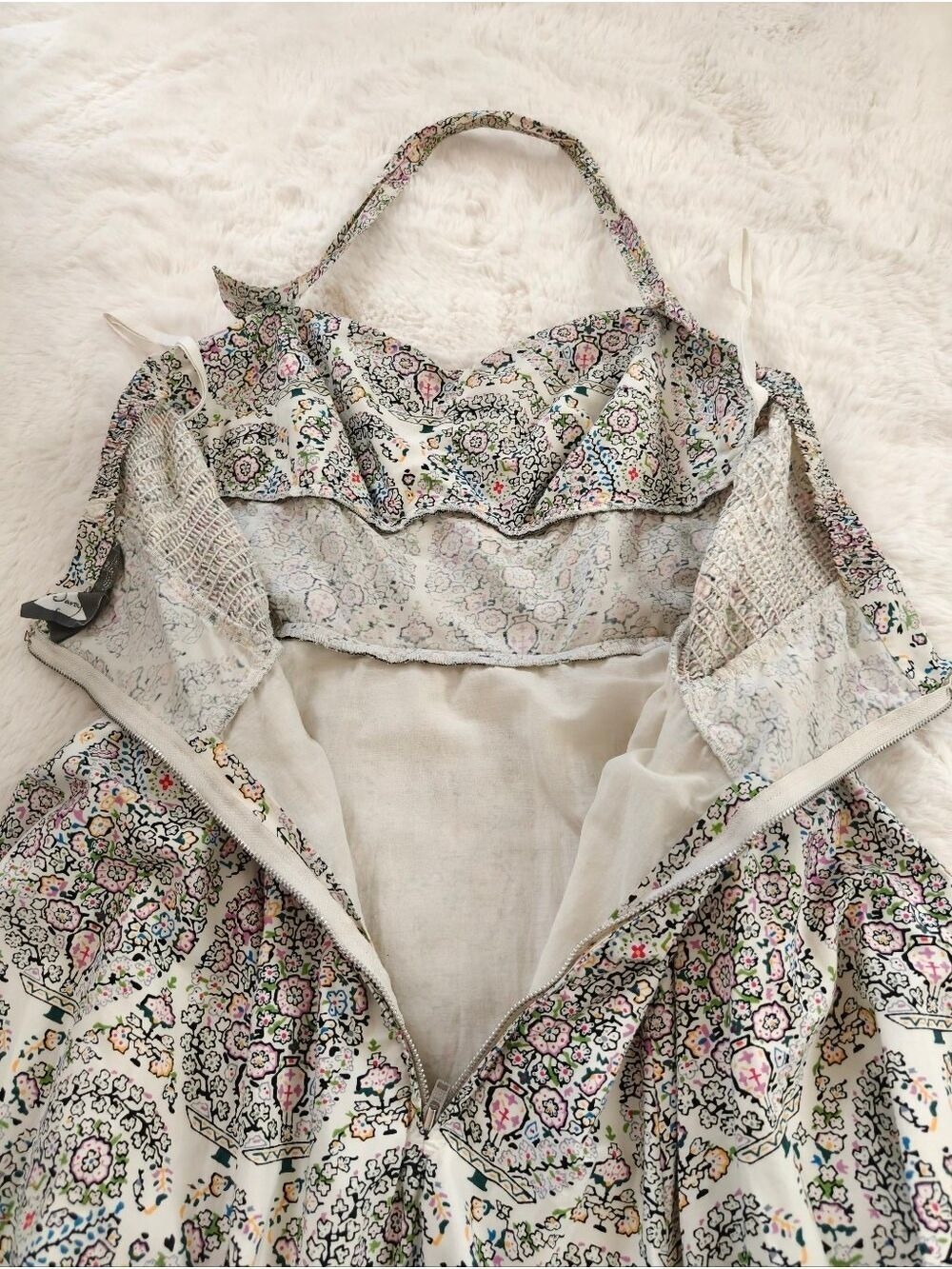 Anthropologie Girls from Savoy Halter Dress Ruffle Multi Color Print Size 2 - Picture 7 of 15